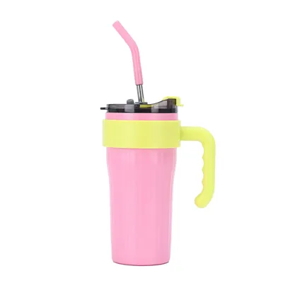 Kaffekopp Med Halm Och Handtag